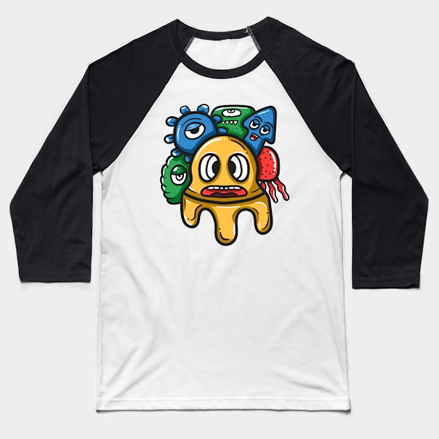 Monster Character Doodle Art Baseball T-Shirt by Dzulhan